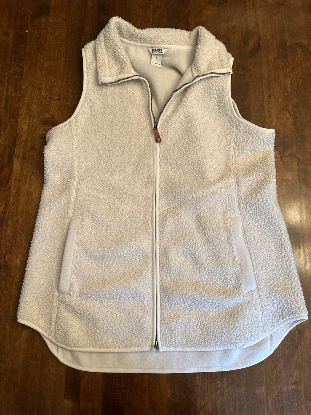 Duluth Trading Womens Size Large Sherpa Fleece Ivory Vest Fall Winter Cozy